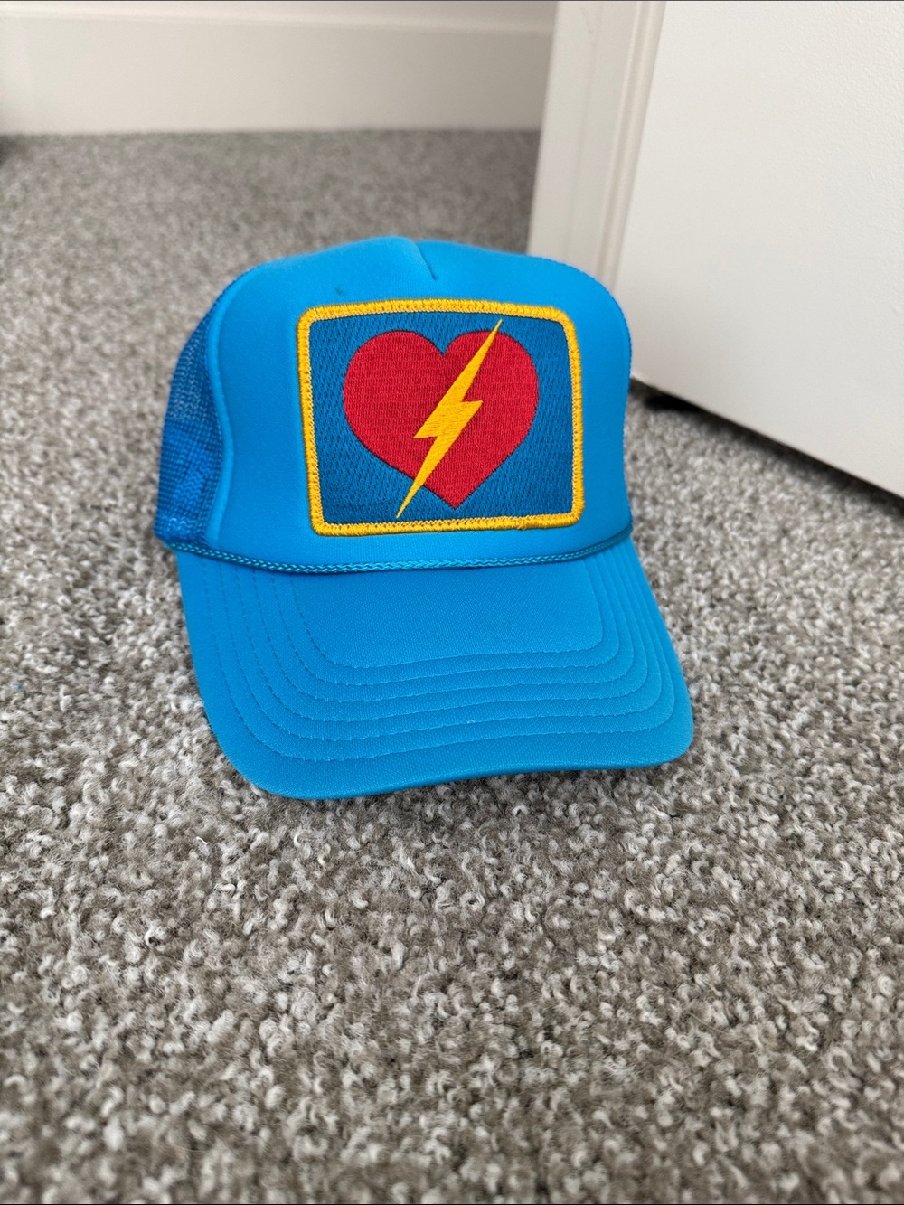 Aviator Nation Blue Trucker Hat with Heart Lightning Patch